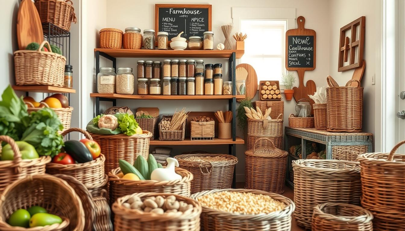 How to Use Wicker Baskets for a Beautiful Farmhouse Pantry Look